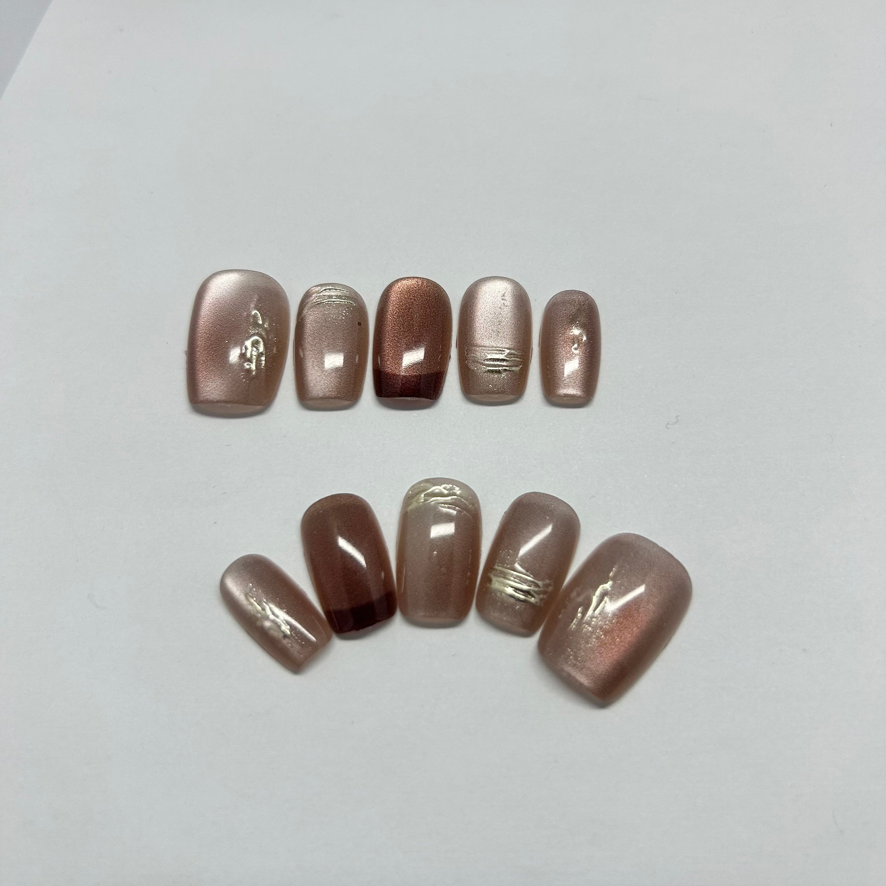 Dark Brown French Bronze Cateyes with Golden Liners