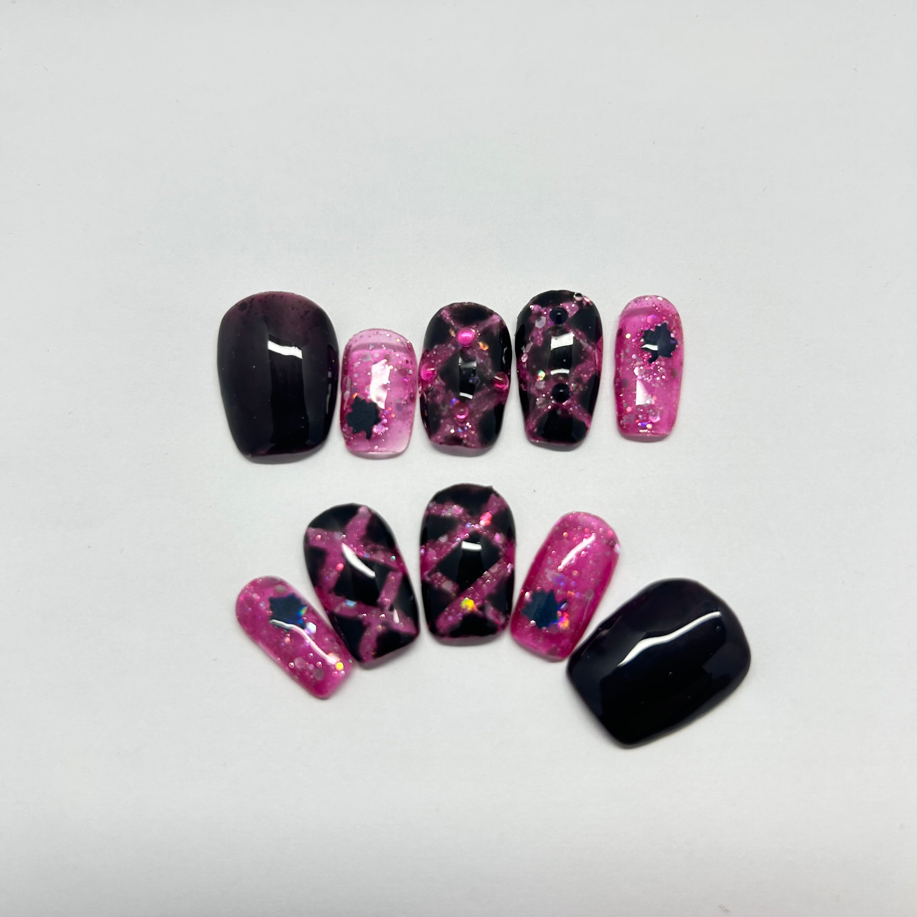 Pink Cross Lines with Black Maple Leaf