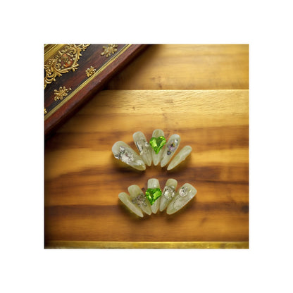 Crystal Snowflower with Double Green Heart