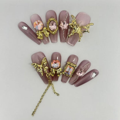 Pink Diamond with Golden Butterfly