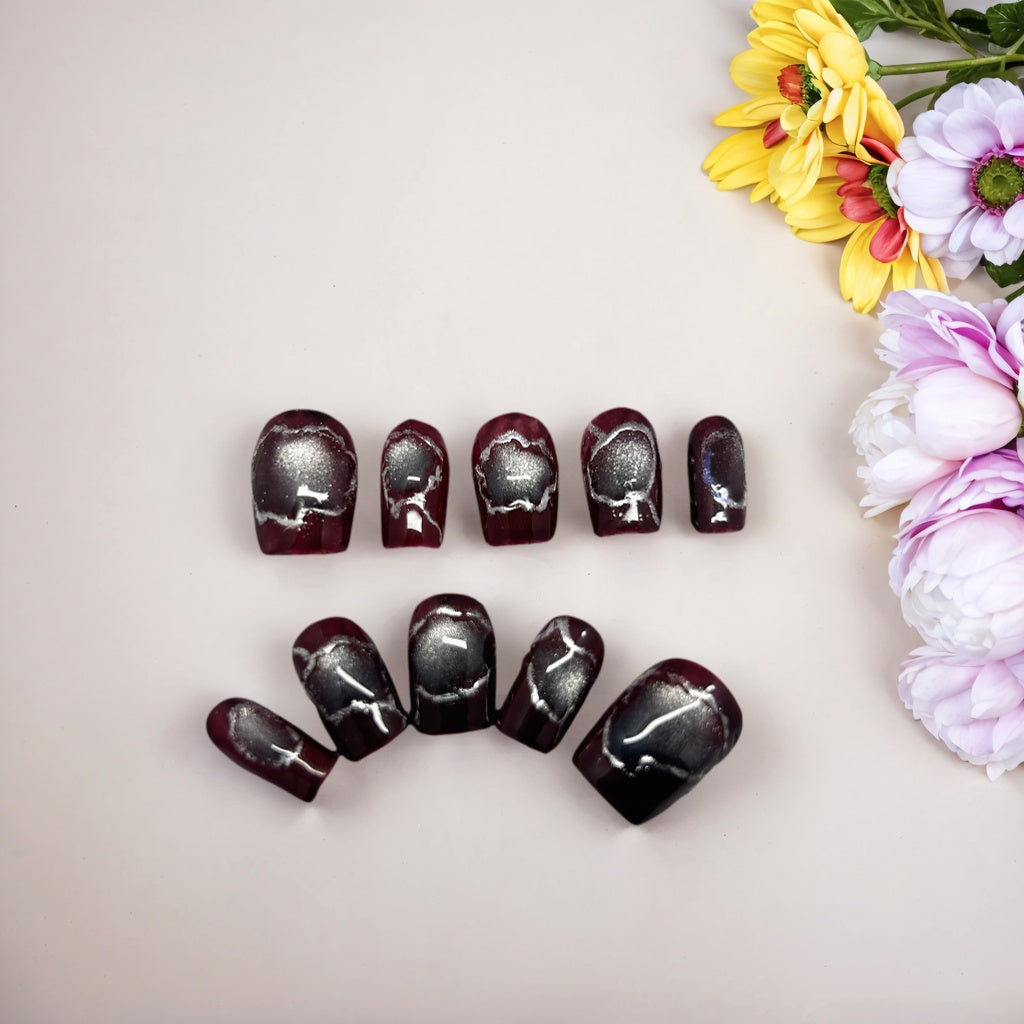 Dark Rose with irregular silver mirror