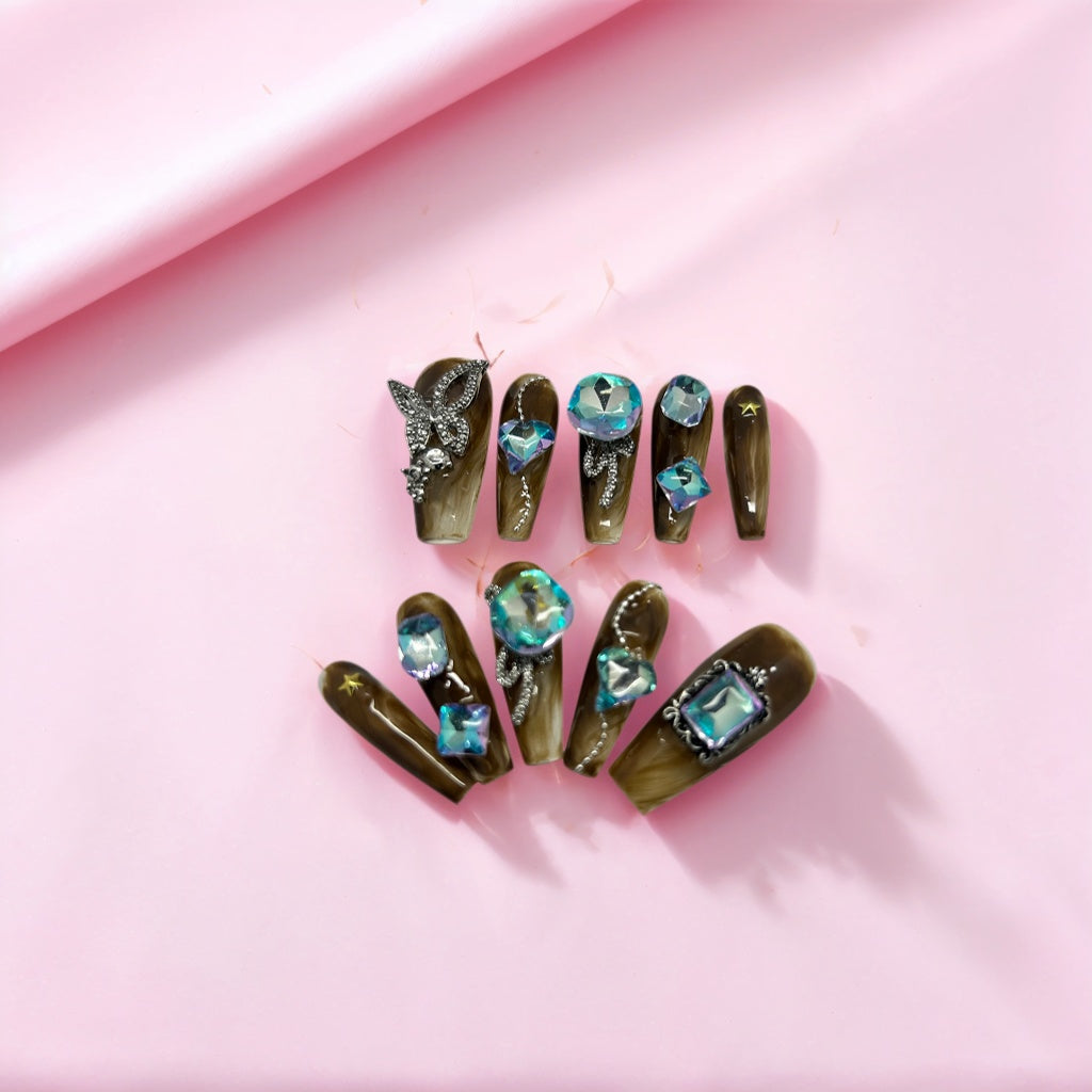 Tourmaline Stones with Silver Butterfly