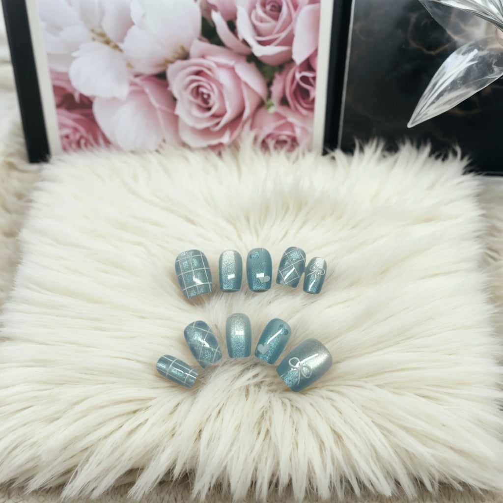 Light Blue Cat Eye with White Heart