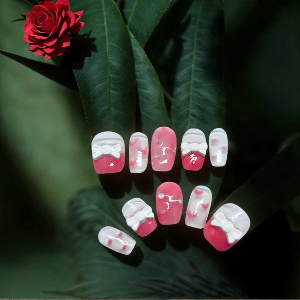 Transparent Pink French Tip with cloud