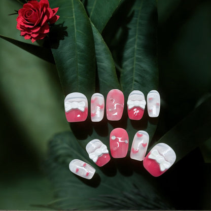 Transparent Pink French Tip with cloud