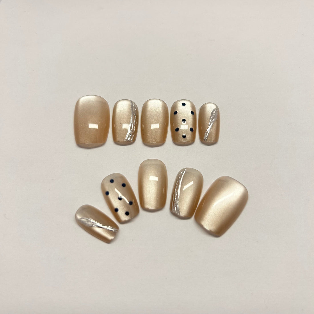 Transparent Golden Cateye with blue dots and Silver Liner