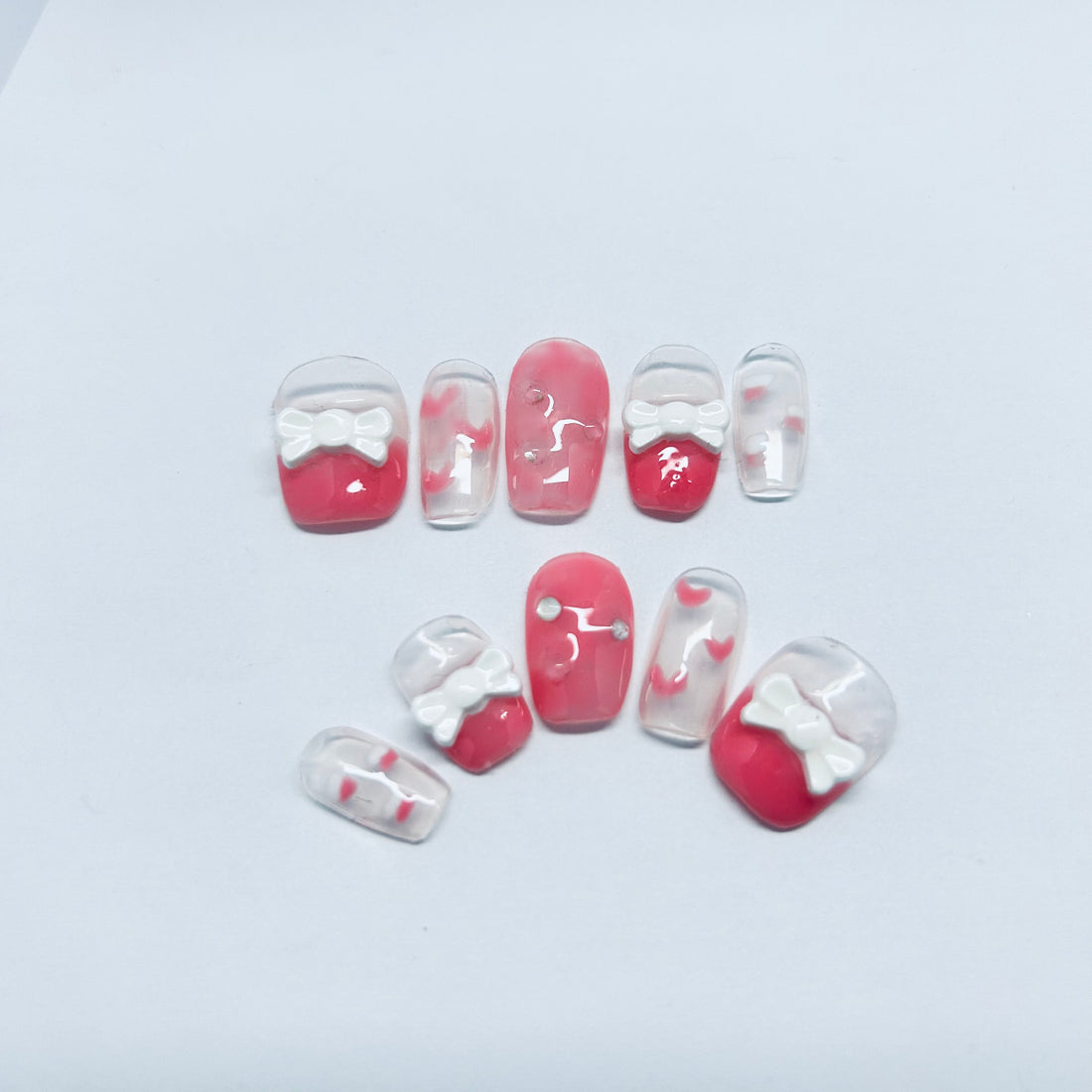 Transparent Pink French Tip with cloud