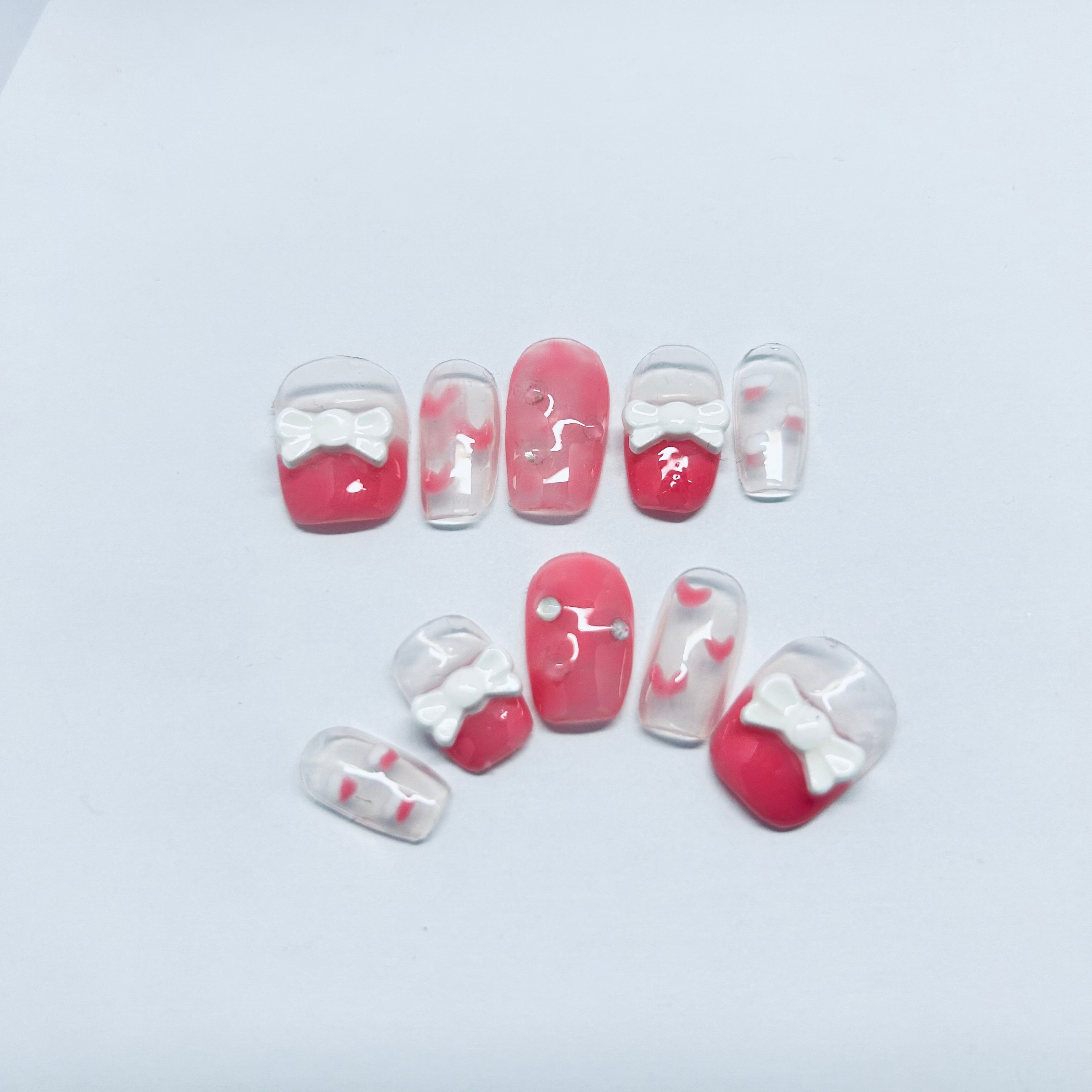 Transparent Pink French Tip with cloud