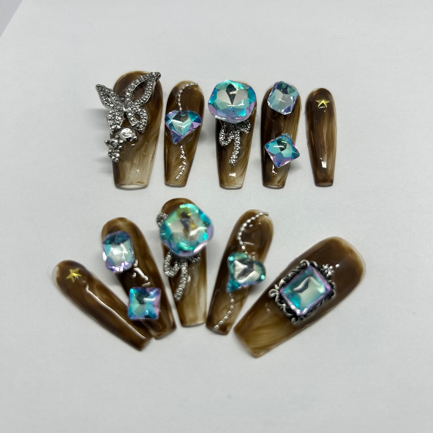 Tourmaline Stones with Silver Butterfly