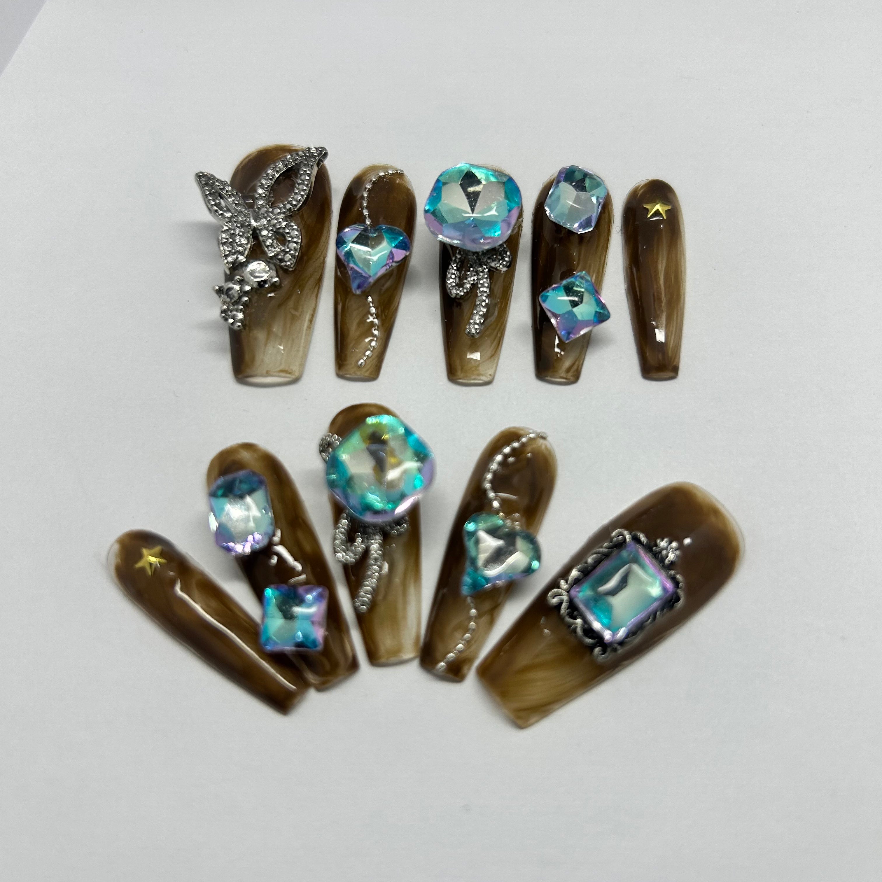 Tourmaline Stones with Silver Butterfly