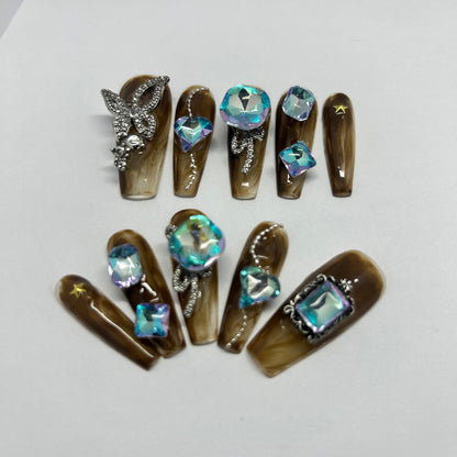 Tourmaline Stones with Silver Butterfly